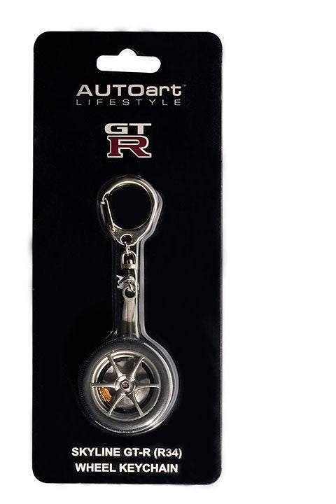 40356 NISSAN SKYLINE R34 GTR WHEEL KEYCHAIN (WITH GT-R EMBLEM HANGED)
