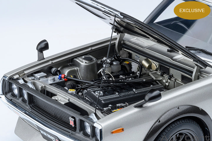 77477 *Exclusive* NISSAN SKYLINE 2000 GT-R (KPGC110) TUNED VERSION (SILVER/CARBON BONNET)