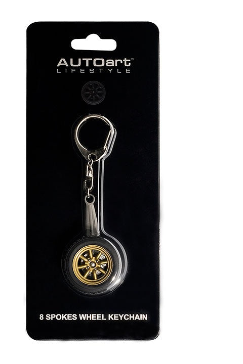 41568 8-SPOKES WHEEL KEYCHAIN (GOLD)