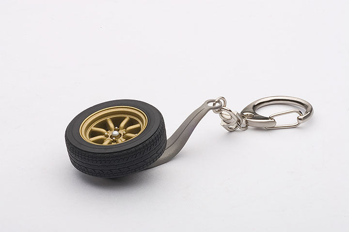 41568 8-SPOKES WHEEL KEYCHAIN (GOLD)