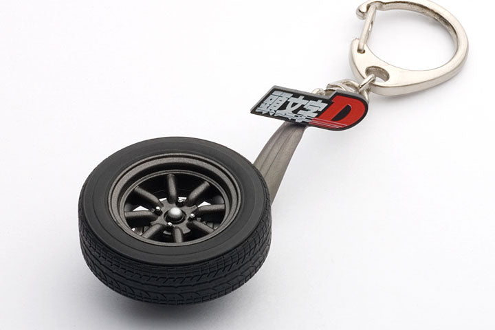 41587 8-SPOKES WHEEL KEYCHAIN (BLACK) - AE86 NEW ANIMATION FILM INITIAL D LEGEND 1