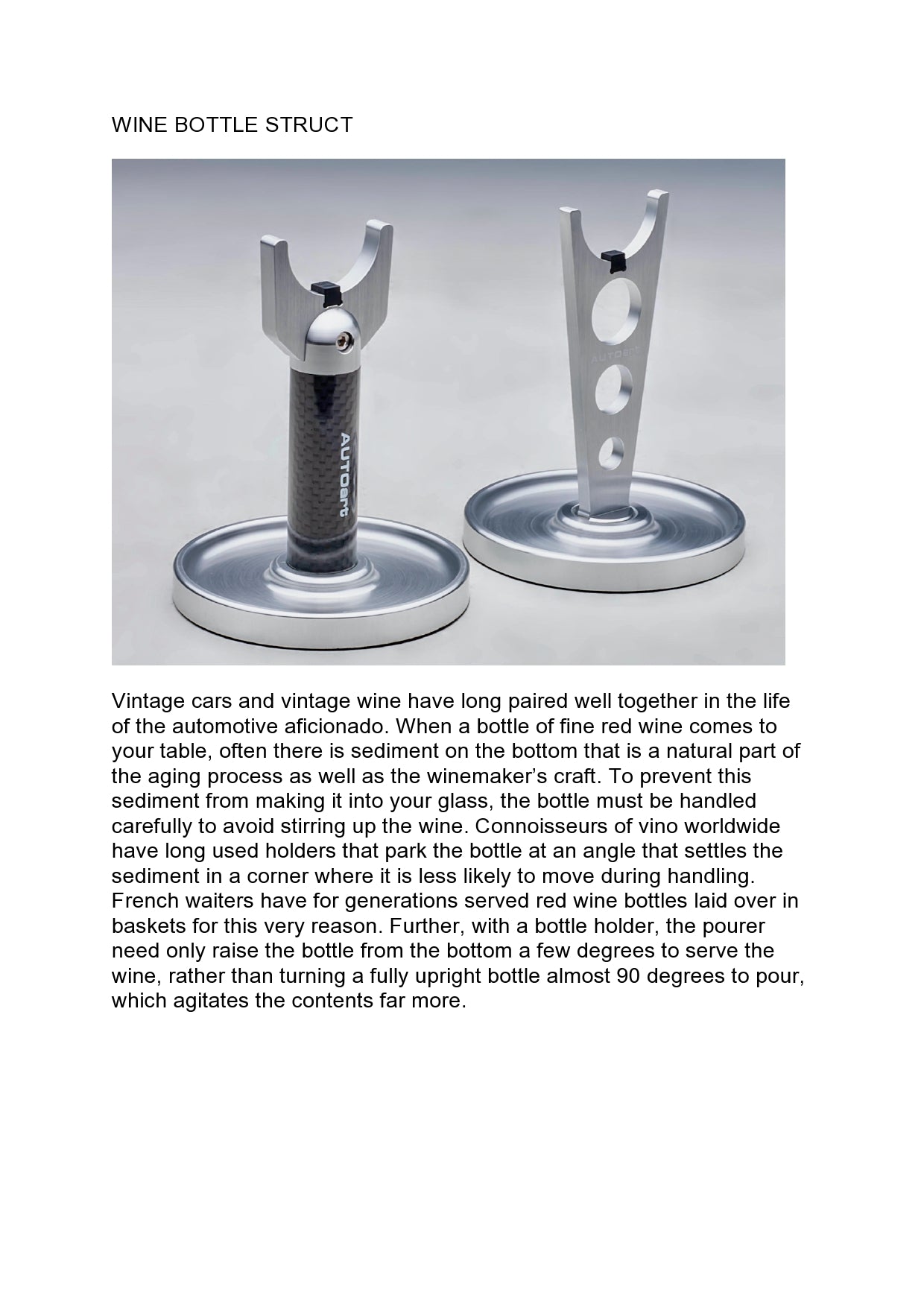 40292 WINE BOTTLE HOLDER (CARBON FIBER POST)