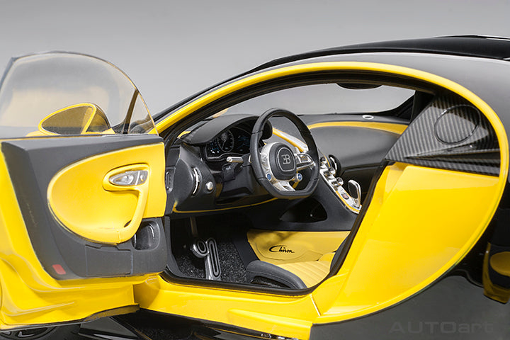70994 BUGATTI CHIRON 2017 (JAUNE MOLSHEIM YELLOW/NOCTURNE BLACK)