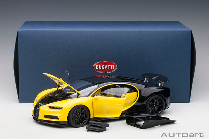 70994 BUGATTI CHIRON 2017 (JAUNE MOLSHEIM YELLOW/NOCTURNE BLACK)