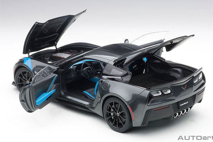 71272 CHEVROLET CORVETTE GRAND SPORT (WATKINS GLEN GREY METALLIC/BLACK STRIPES/BLUE FE