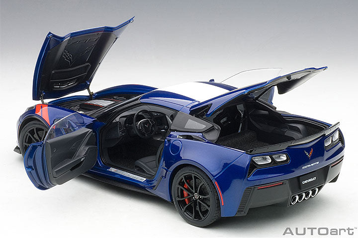 71275 CHEVROLET CORVETTE GRAND SPORT (ADMIRAL BLUE/WHITE STRIPES/RED FENDER HASH MARKS
