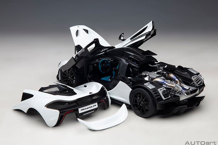 76066 McLAREN P1 (ALASKAN DIAMOND WHITE W/ BLUE/BLACK INTERIOR)
