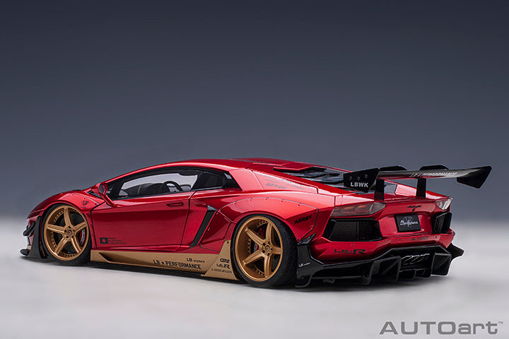 79182 LIBERTY WALK LB-WORKS LAMBORGHINI AVENTADOR LIMITED EDITION (HYPER RED/GOLD ACCENTS)