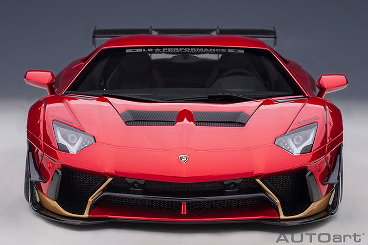 79182 LIBERTY WALK LB-WORKS LAMBORGHINI AVENTADOR LIMITED EDITION (HYPER RED/GOLD ACCENTS)