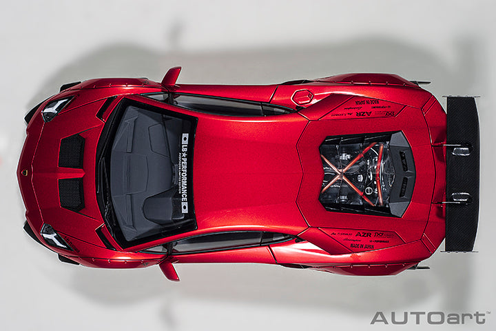 79182 LIBERTY WALK LB-WORKS LAMBORGHINI AVENTADOR LIMITED EDITION (HYPER RED/GOLD ACCENTS)