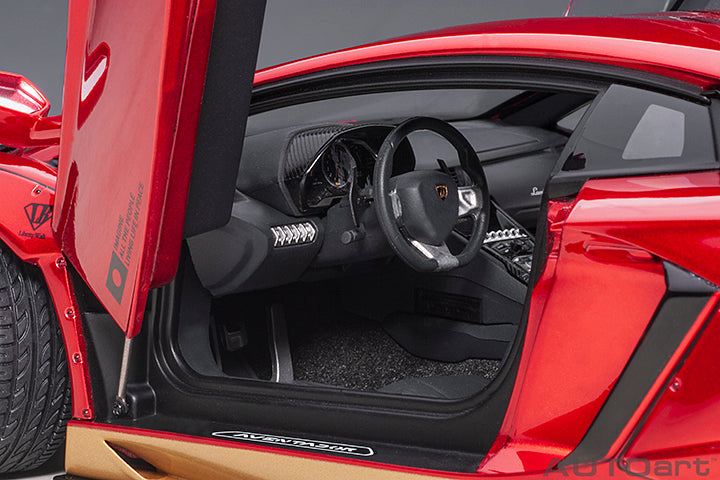 79182 LIBERTY WALK LB-WORKS LAMBORGHINI AVENTADOR LIMITED EDITION (HYPER RED/GOLD ACCENTS)