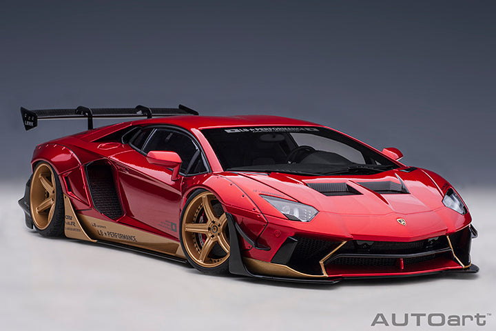79182 LIBERTY WALK LB-WORKS LAMBORGHINI AVENTADOR LIMITED EDITION (HYPER RED/GOLD ACCENTS)