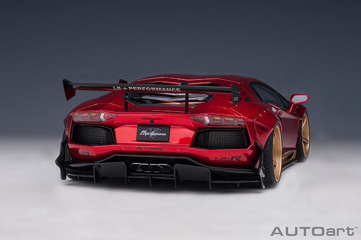 79182 LIBERTY WALK LB-WORKS LAMBORGHINI AVENTADOR LIMITED EDITION (HYPER RED/GOLD ACCENTS)