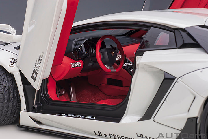 79241 LIBERTY WALK LB-WORKS LAMBORGHINI AVENTADOR LIMITED EDITION (METALLIC WHITE/CARBON BONNET)