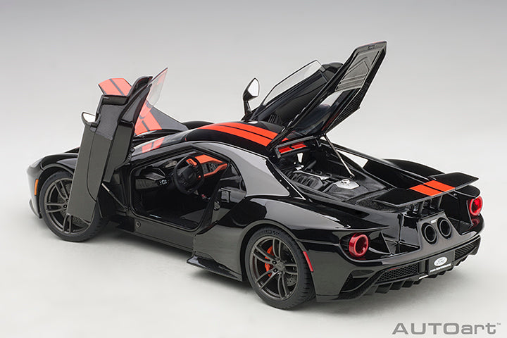 72945  FORD GT 2017 (SHADOW BLACK/ORANGE STRIPES)