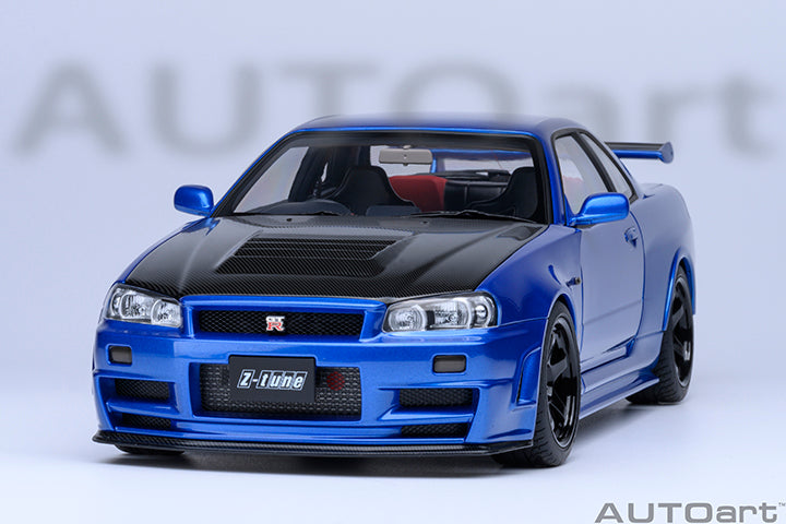 77460 NISMO R34 GT-R Z-tune (BAYSIDE BLUE W/ CARBON BONNET)