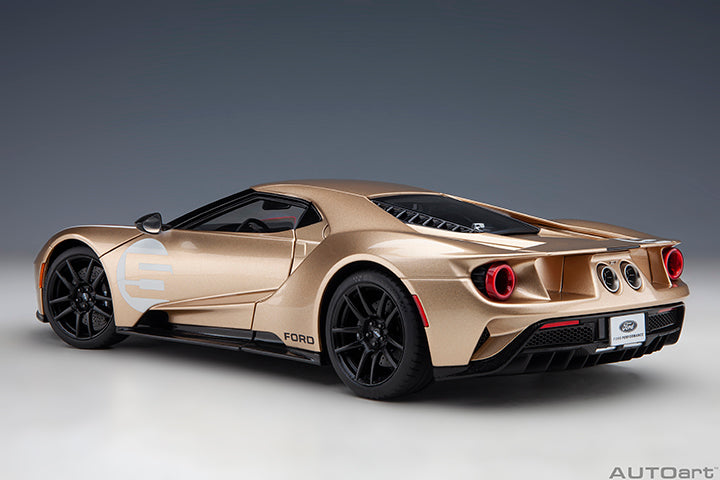 72928 FORD GT HERITAGE EDITION HOLMAN MOODY (GOLD W/ RED & WHITE)