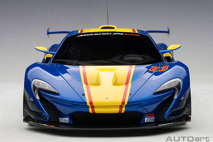 81542  McLAREN P1 GTR (METALLIC BLUE/YELLOW STRIPES)