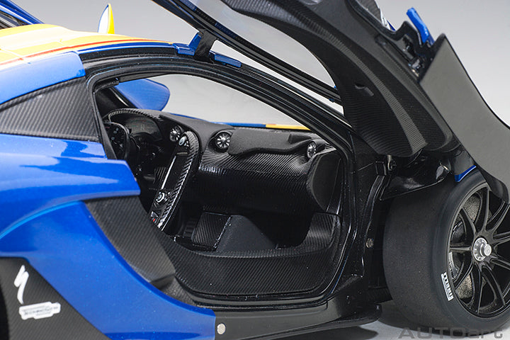 81542  McLAREN P1 GTR (METALLIC BLUE/YELLOW STRIPES)