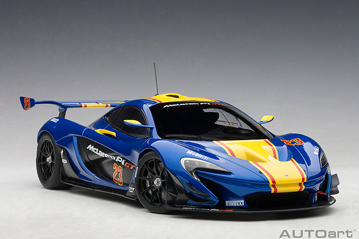 81542  McLAREN P1 GTR (METALLIC BLUE/YELLOW STRIPES)